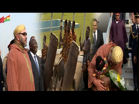 شاهد مراسم وصول الملك محمد السادس إلى غانا