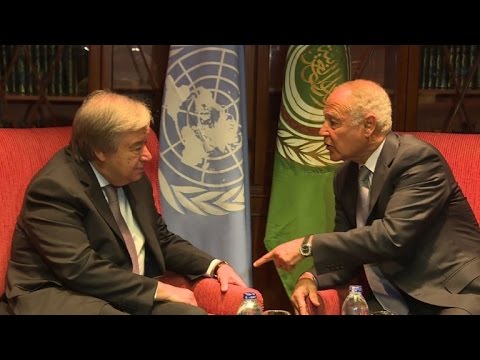 شاهد  غوتيريش يلتقي أبو الغيط في القاهرة