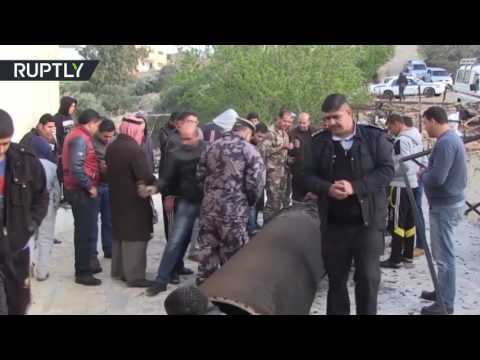 مشهد لبقايا صواريخ في محافظة أربد الأردنية