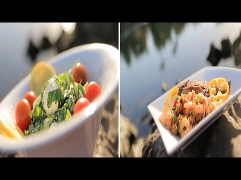 شاهد طريقة إعداد أرز بالجمبري صيادية  سمك بلطي حار  سلطة طماطم باللبنة