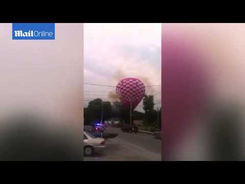 لحظة اشتعال النيران في منطاد