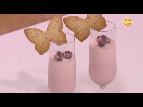 طريقة إعداد بناكوتا وبسكويت الورد الجوري