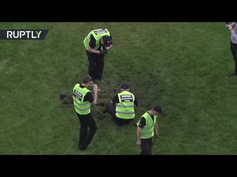 شاهد لحظة إلقاء قنبلة على السفارة الأميركية في كييف