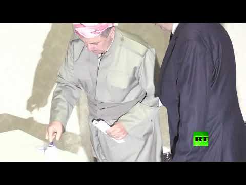 رئيس إقليم كردستان العراق مسعود بارزاني يدلي بصوته في استفتاء الانفصال