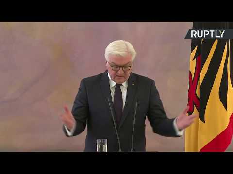 جانب من مؤتمر صحافي للرئيس الألماني فرانكفالتر شتاينماير