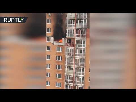 شاهد انفجار غازي يُدمِّر شقة جنوبي موسكو