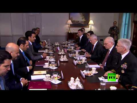 شاهد أمير قطر يلتقي وزير الدفاع جيمس ماتيس
