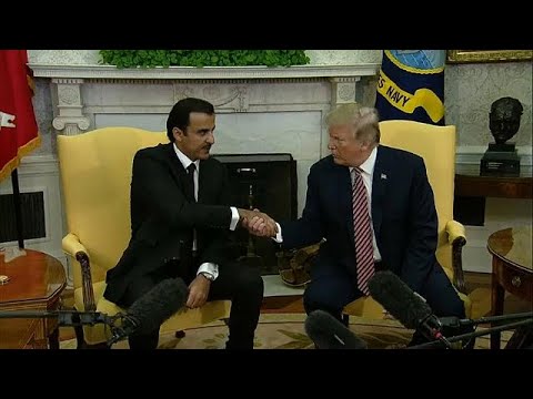 شاهد دونالد ترامب يستقبل أمير دولة قطر