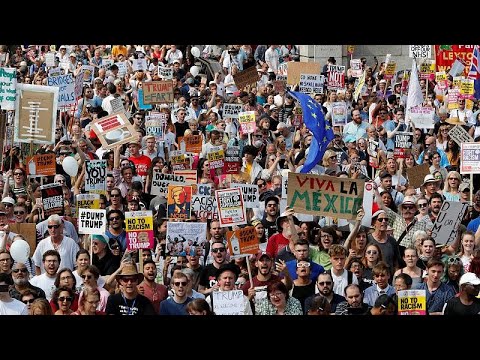 شاهد مظاهرة حاشدة في لندن ضدّ زيارة ترامب إلى بريطانيا