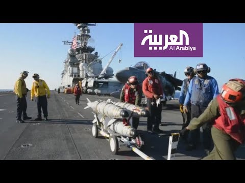 شاهد غارة جوية أميركية على مواقع داعش في مدينة أوباري