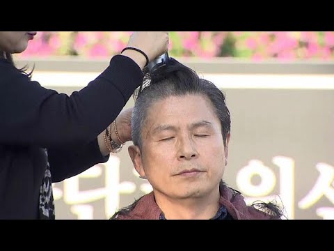 شاهد احتجاج سياسي بحلق الرؤوس في كوريا الجنوبية