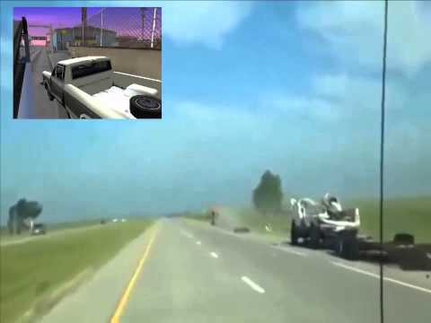 حاجز يحطم سطح سيارة