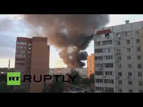 شاهد اندلاع حريق كبير في موسكو