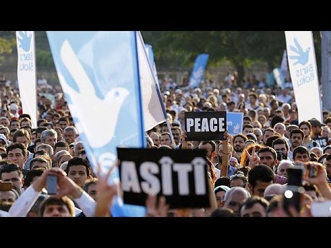 شاهد متظاهرون يطلبون وقف العنف بين الكردستاني وتركيا