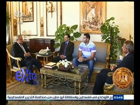 شاهد محلب يهنئ إيهاب عبد الرحمن بحصوله على الميدالية الفضية