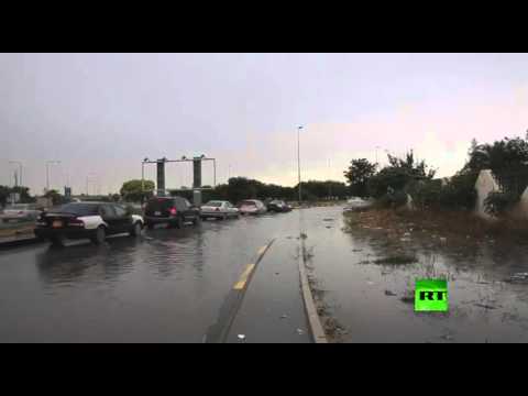 شاهد فيضان في العاصمة الليبية طرابلس