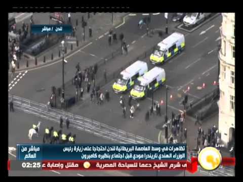 تظاهرات في وسط العاصمة البريطانية لندن احتجاجًا على زيارة رئيس الوزراء الهندي