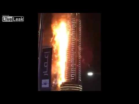 بالفيديو حريق فندق العنوان في إمارة دبي
