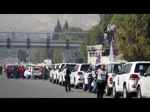 شاهد قافلة مساعدات إنسانية لنجدة أطفال مضايا من الموت جوعًا