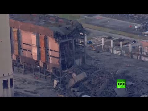 انهيارمحطة توليد كهرباء في جنوب بريطانيا