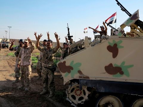 القوات العراقية ترفع العلم العراقي على الأطراف الجنوبية لمدينة الفلوجة