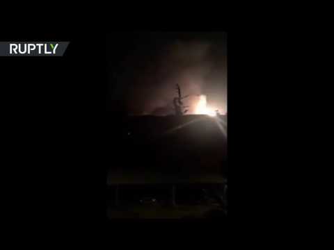 شاهد لقطات للقصف الإسرائيلي على مطار المزة العسكري في دمشق