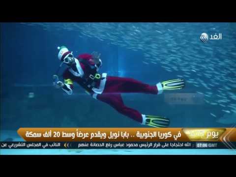 شاهد بابا نويل يقدّم عرضًا وسط 20 ألف سمكة