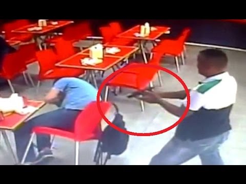 مسلح يطلق الرصاص على رأس زبون في مطعم