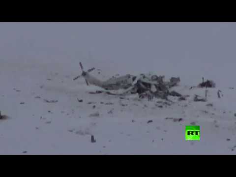 شاهد  6 قتلى في تحطم مروحية إيطالية