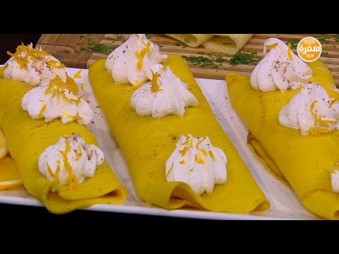 بالفيديو طريقة عمل ومقادير كريب بحشوة تشيز كيك برتقال