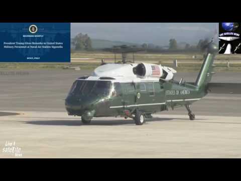 president trump arriving at naval air station sigonella