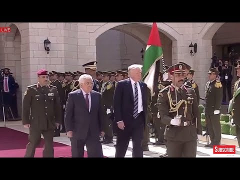 president donald trump participates in arrival ceremony