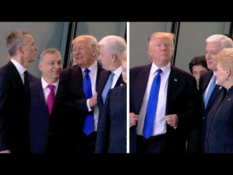 trump shoves european leader aside to find his place