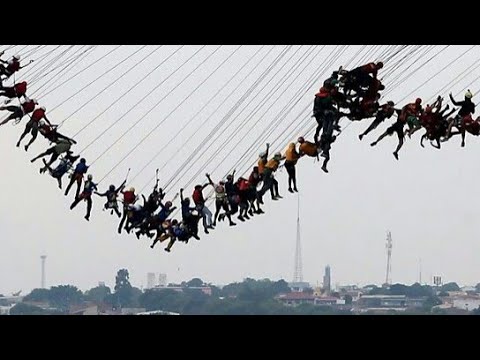 world record bungee jump in brazil245 people jump