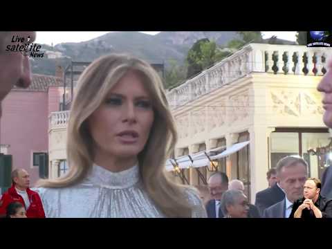 donald and melania trump mingle and pose