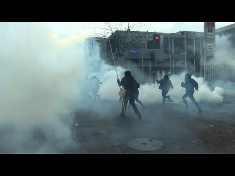 violent clashes at pinochet protest