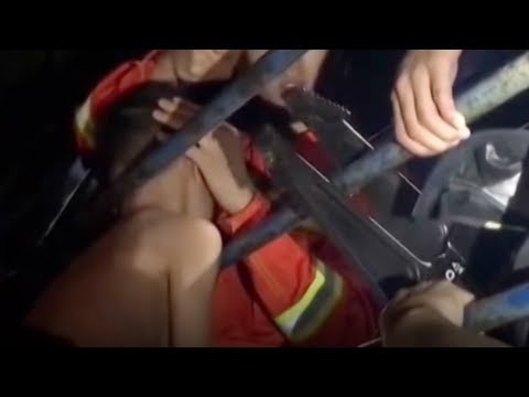 firefighters rescue boy with head stuck in railings