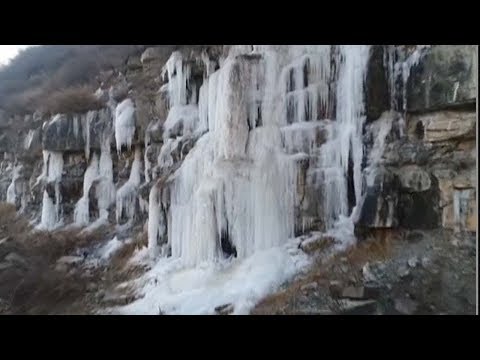 icicles form from steep cliffs in nw china