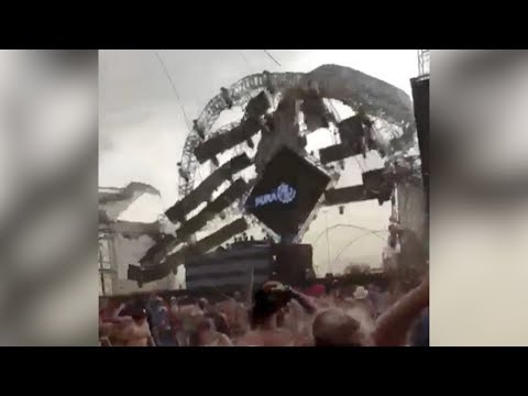 shocking moment stage collapses killing dj at music festival in brazil