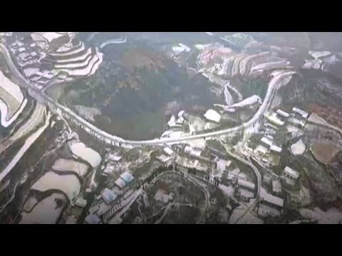 snowcapped loess plateau resembles black and white painting