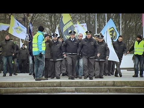in front of the government building in the slovenian capital